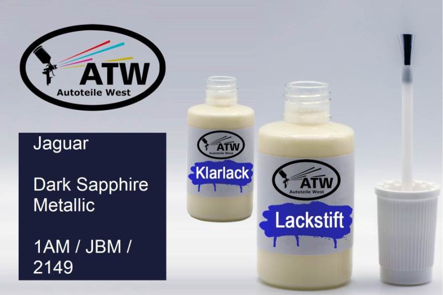 Jaguar, Dark Sapphire Metallic, 1AM / JBM / 2149: 20ml Lackstift + 20ml Klarlack - Set, von ATW Autoteile West.